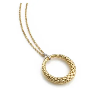 Fope Lovely Daisy 18ct Yellow Gold 0.04ct Diamond Open Circle Necklace