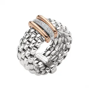 Fope Panorama 18ct White Gold 0.08ct Diamond Rose Gold Rondelle Ring