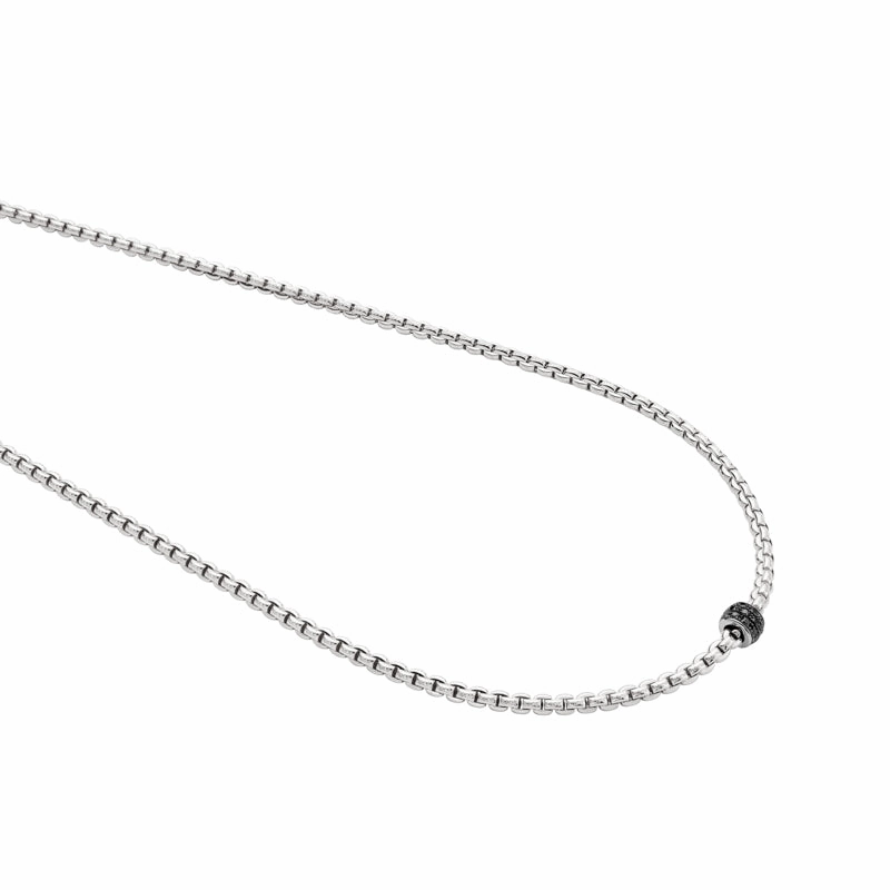 Fope Eka Tiny 18ct White Gold 0.20ct Black Diamond Necklace
