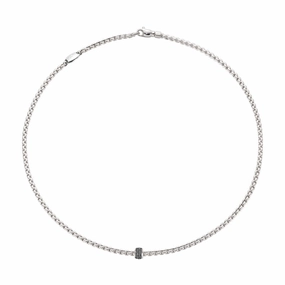 Fope Eka Tiny 18ct White Gold 0.20ct Black Diamond Necklace