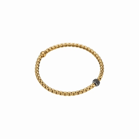 Fope Eka Tiny 18ct Yellow Gold 0.20ct Black Diamond Bracelet