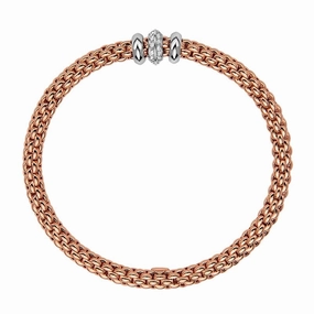 Fope Flex'it Solo 18ct Rose Gold 0.17ct Diamond Bracelet