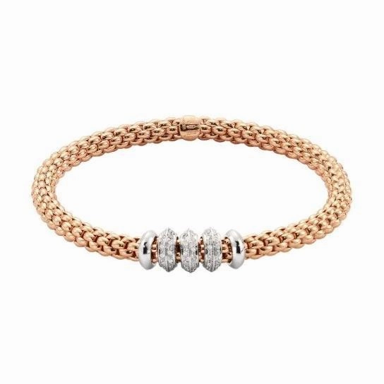 Fope Flex'it Solo 18ct Rose Gold 0.50ct Diamond Bracelet