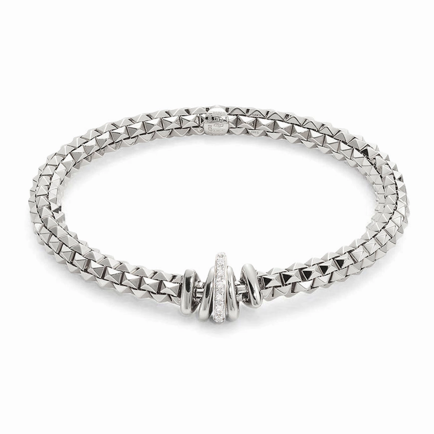 Fope Flex'It Wild Rose 18ct White Gold 0.12ct Diamond Bracelet