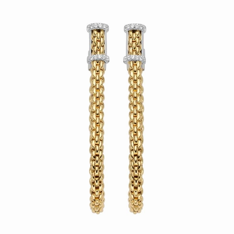 Fope Flexit Essentials 18ct Yellow Gold Diamond Medium Mesh Chain Earrings