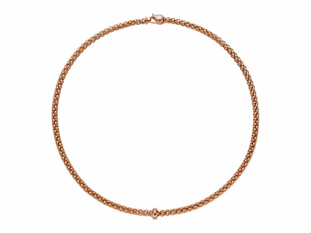 Fope Solo 18ct Rose Gold 0.01ct Diamond 43cm Necklace