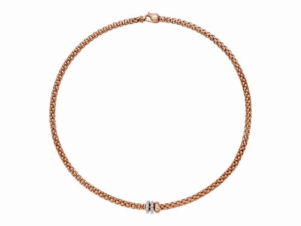 Fope Solo 18ct Rose Gold 0.56ct Diamond 43cm Necklace