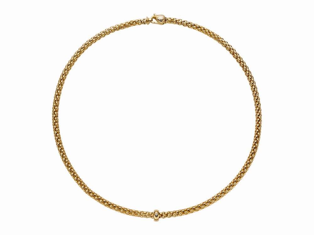 Fope Solo 18ct Yellow Gold 0.01ct Diamond 50cm Necklace