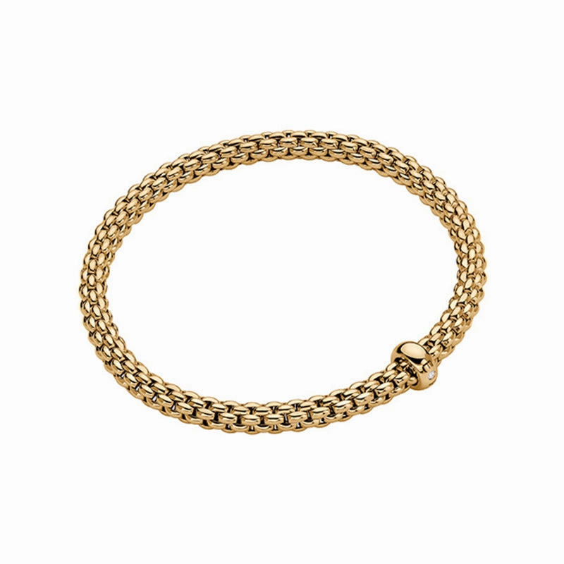 Fope Solo 18ct Yellow Gold 0.01ct Diamond Flexible Bracelet