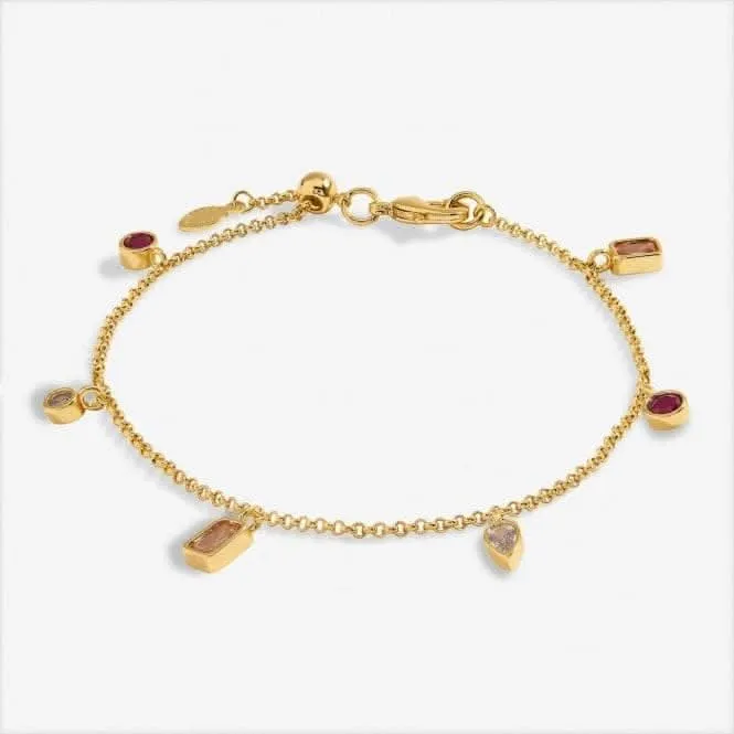 Gem Glow Multi Gem Gold Plated 19cm Adjustable Bracelet 7179
