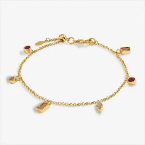 Gem Glow Multi Gem Gold Plated 19cm Adjustable Bracelet 7179