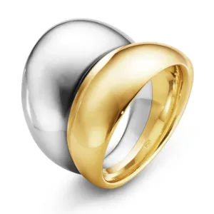 Georg Jensen Curve Sterling Silver 18ct Yellow Gold Ring
