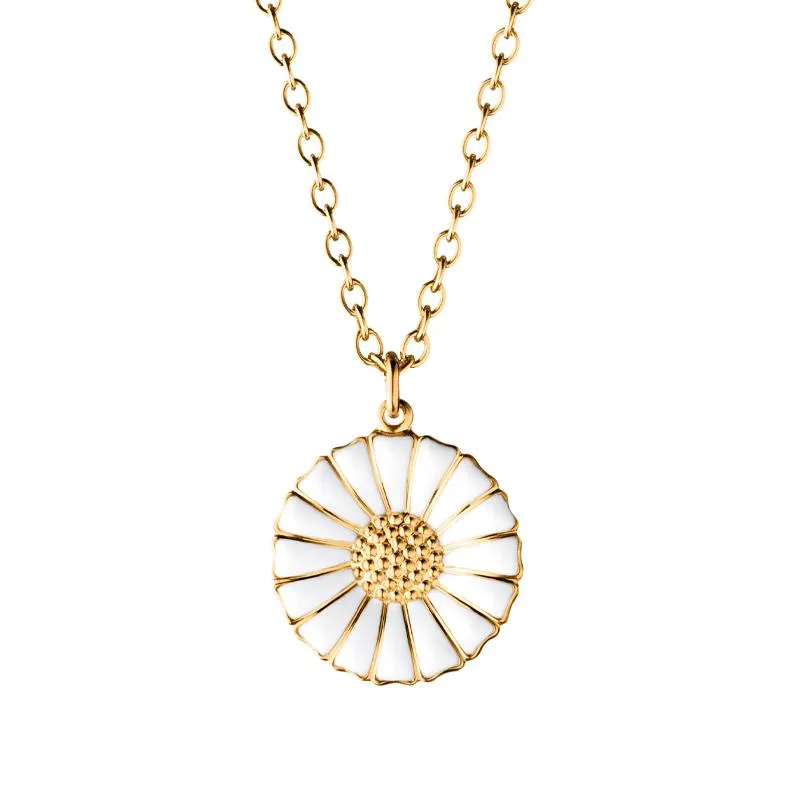 Georg Jensen Daisy Yellow Gold Plated Sterling Silver Enamel Necklace