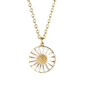 Georg Jensen Daisy Yellow Gold Plated Sterling Silver Enamel Necklace