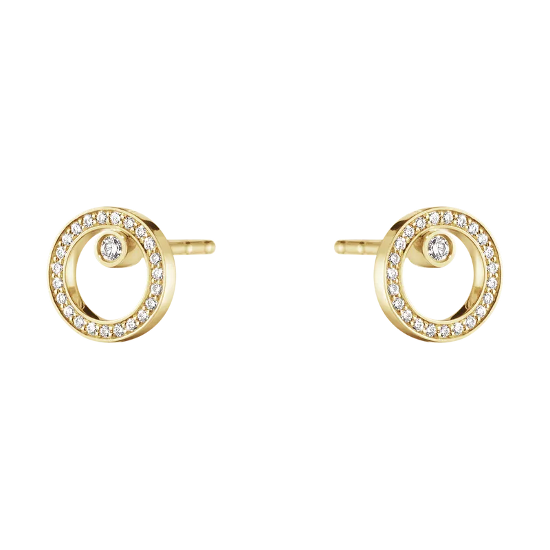 Georg Jensen Halo 18ct Yellow Gold 0.12ct Diamond Stud Earrings D