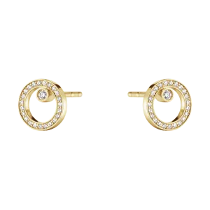 Georg Jensen Halo 18ct Yellow Gold 0.12ct Diamond Stud Earrings D