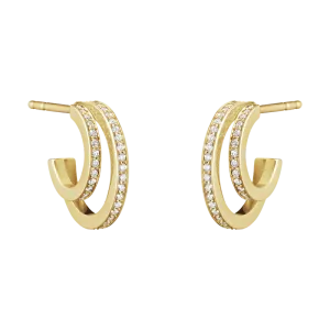 Georg Jensen Halo 18ct Yellow Gold 0.32ct Diamond Hoop Earrings