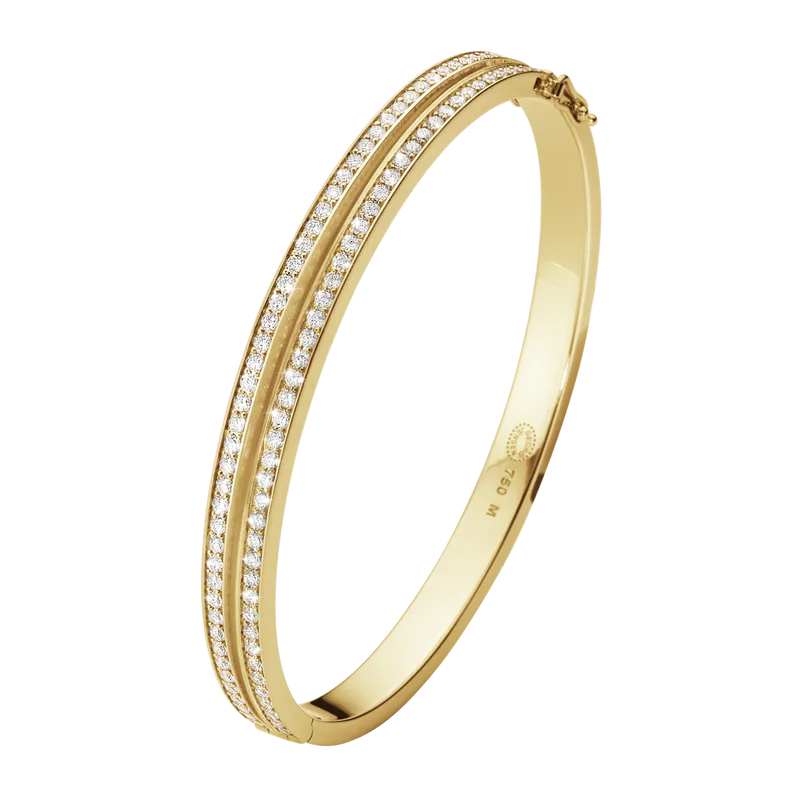Georg Jensen Halo 18ct Yellow Gold 1.72ct Diamond Two Row Bangle D