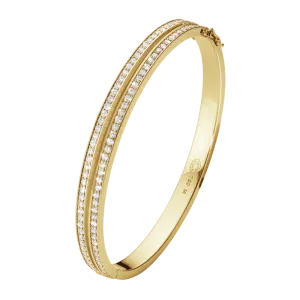 Georg Jensen Halo 18ct Yellow Gold 1.72ct Diamond Two Row Bangle D