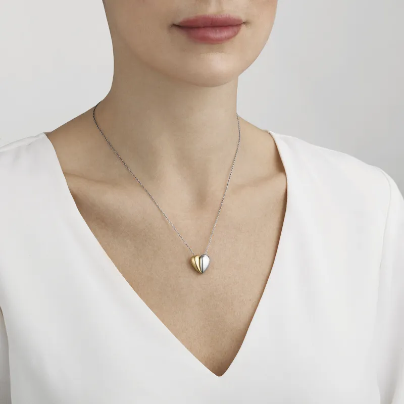Georg Jensen Hearts of Georg Jensen Sterling Silver Yellow Gold Heart Necklace D