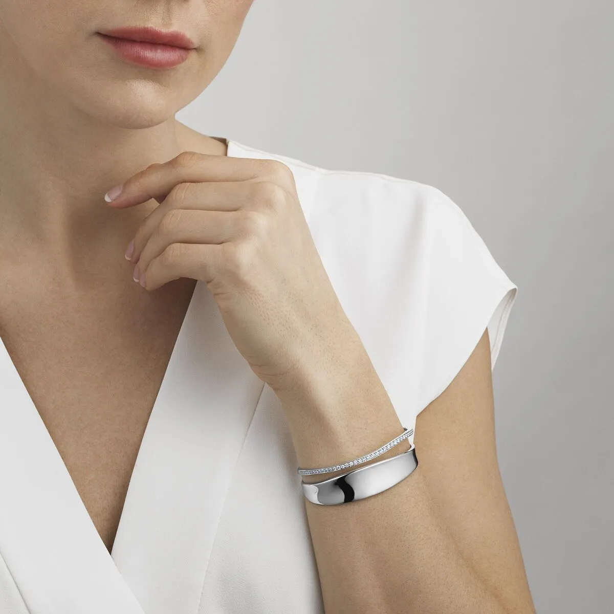 Georg Jensen Marcia Sterling Silver Diamond Bangle