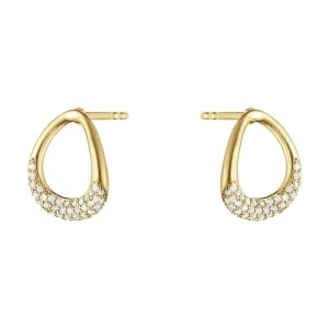 Georg Jensen Offspring 18ct Yellow Gold Diamond Pave Earrings D