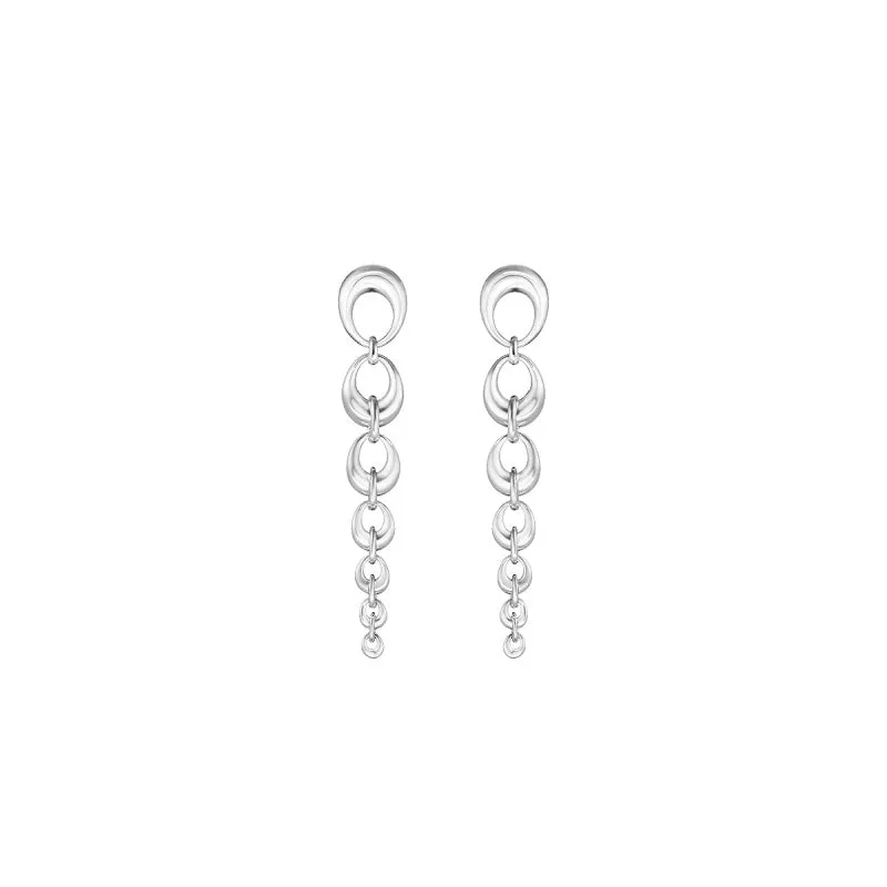 Georg Jensen Offspring Sterling Silver Graduated Link Drop Earrings D