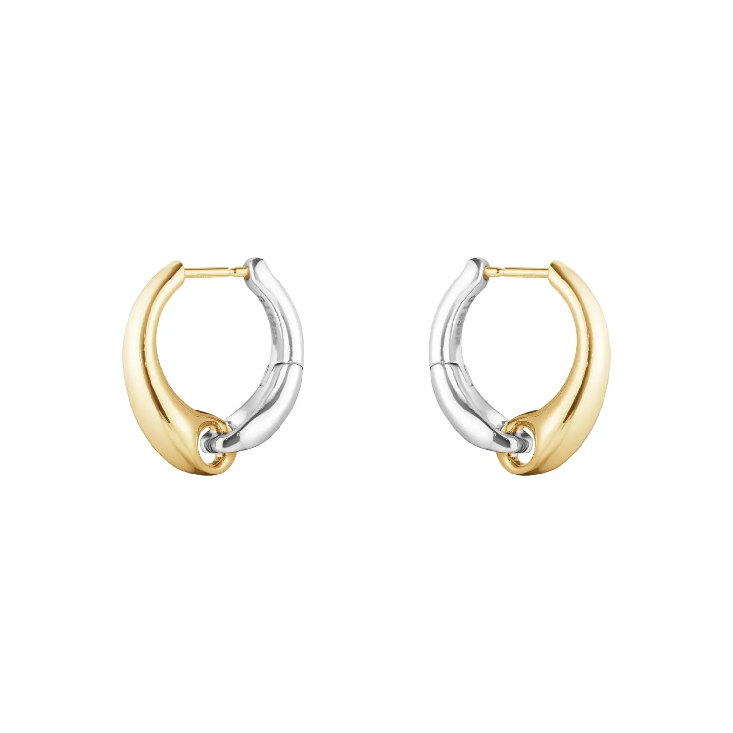 Georg Jensen Reflect 18ct Yellow Gold and Sterling Silver Large Hoop Earrings