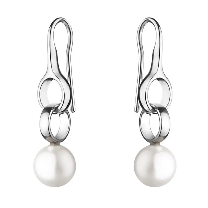 Georg Jensen Sphere Sterling Silver White Pearl Drop Earrings