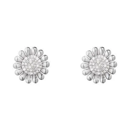 Georg Jensen Sunflower Sterling Silver 0.14ct Diamond Earrings