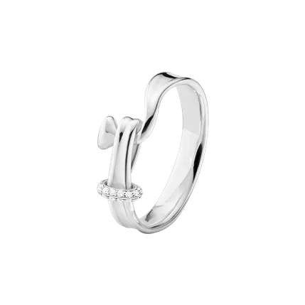 Georg Jensen Torun Sterling Silver Diamond Brilliant Cut Ring