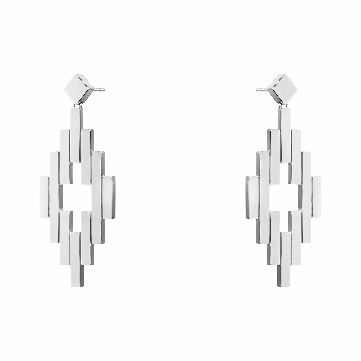Georg Jensen Aria Sterling Silver Diamond Shape Earrings D