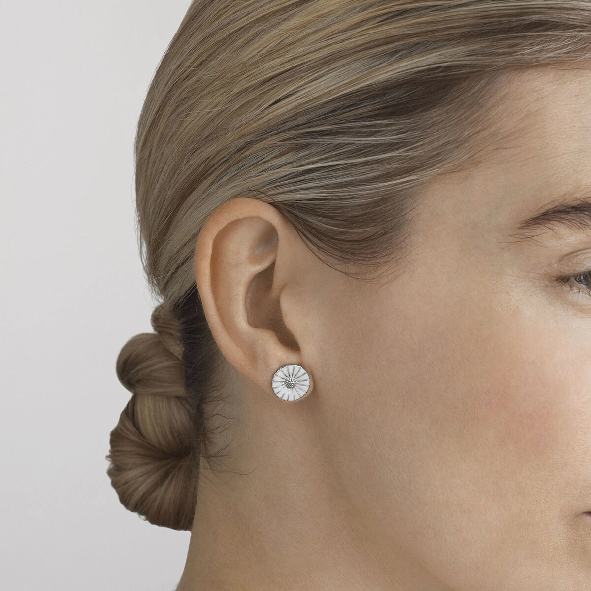 Georg Jensen Daisy Sterling Silver Enamel Stud Earrings