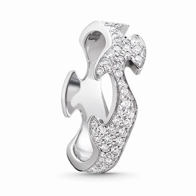 Georg Jensen Fusion 18ct White Gold Diamond Pave Centre Ring