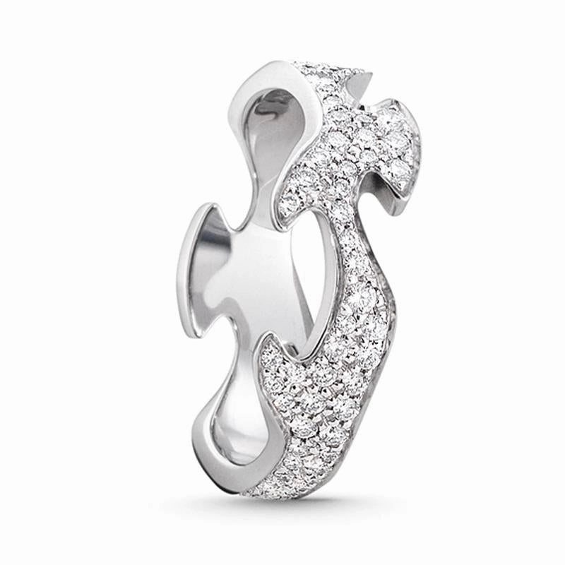 Georg Jensen Fusion 18ct White Gold Diamond Pave Centre Ring