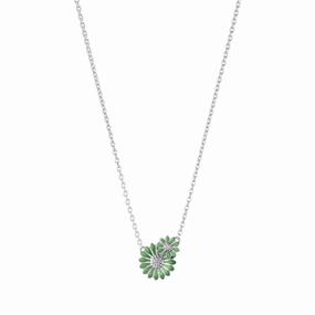 Georg Jensen Stine Goya Daisy Sterling Silver Vivid Green Enamel Necklace D