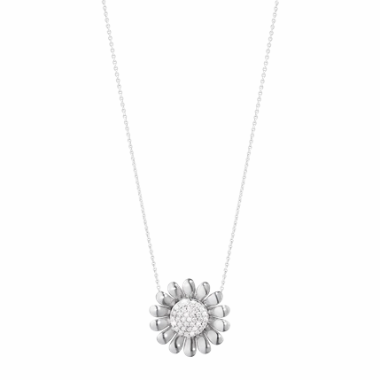 Georg Jensen Sunflower Sterling Silver Diamond Pendant