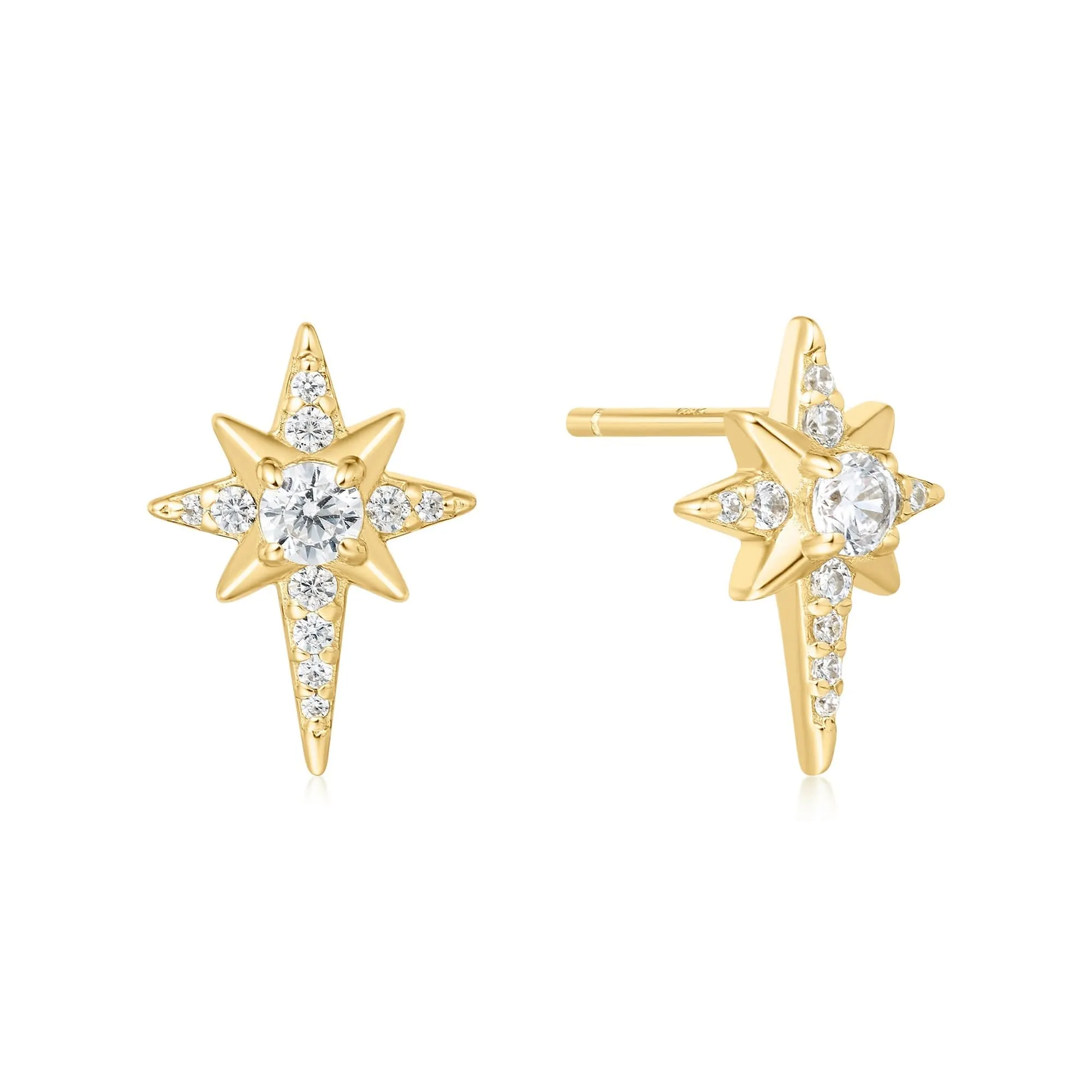 Gold Eight-Pointed Star Stud Earrings E065-02G