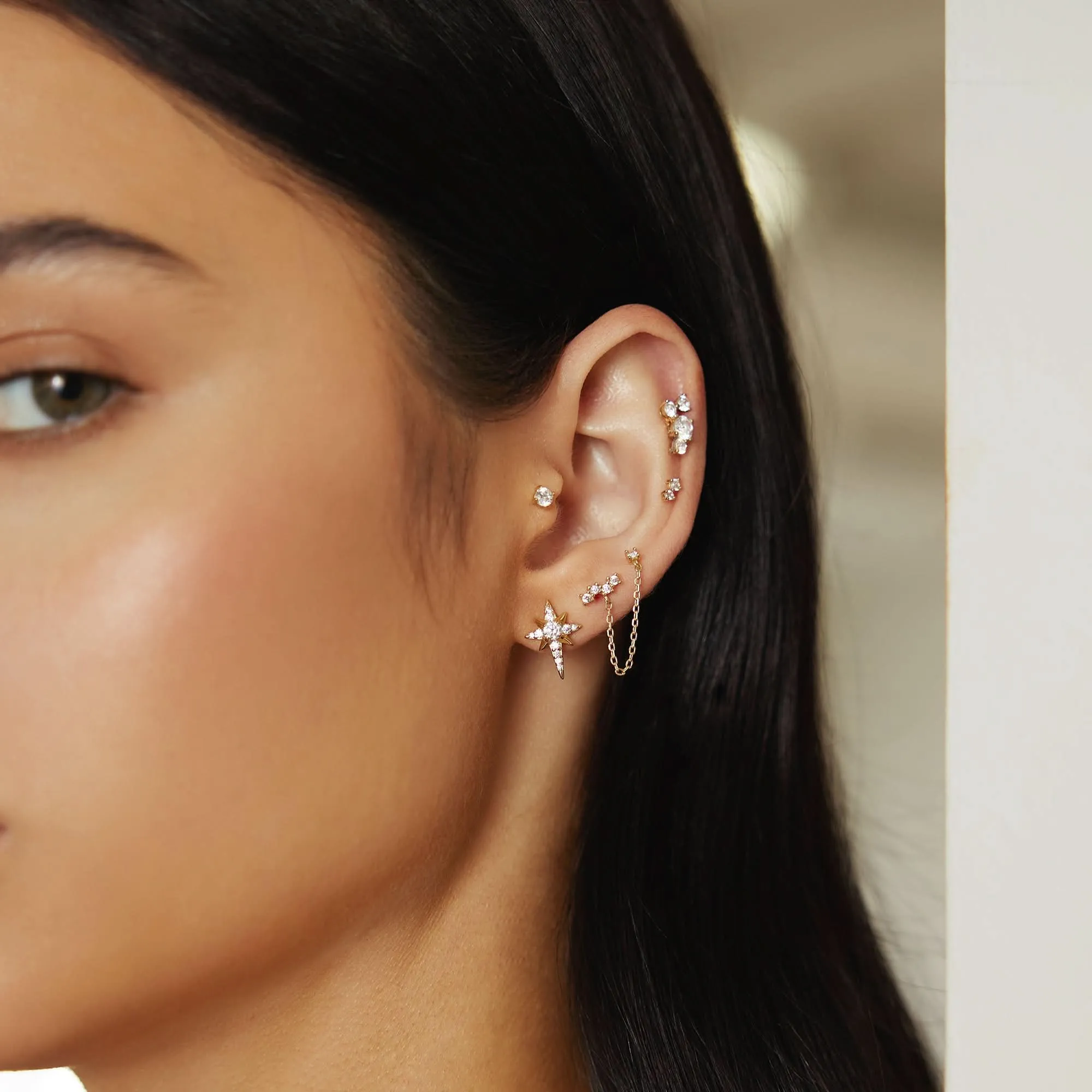 Gold Eight-Pointed Star Stud Earrings E065-02G