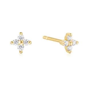 Gold Four-Petal Stud Earrings E064-01G