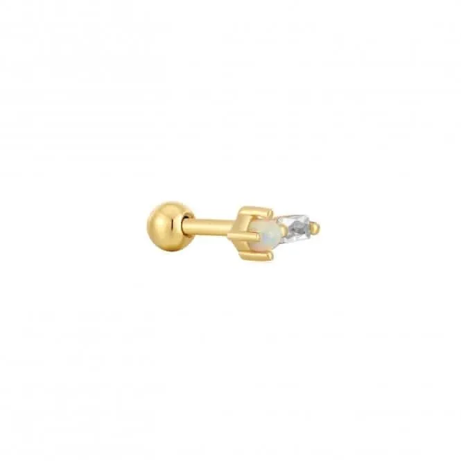 Gold Kyoto Opal Sparkle Barbell Single Earring E047-03G