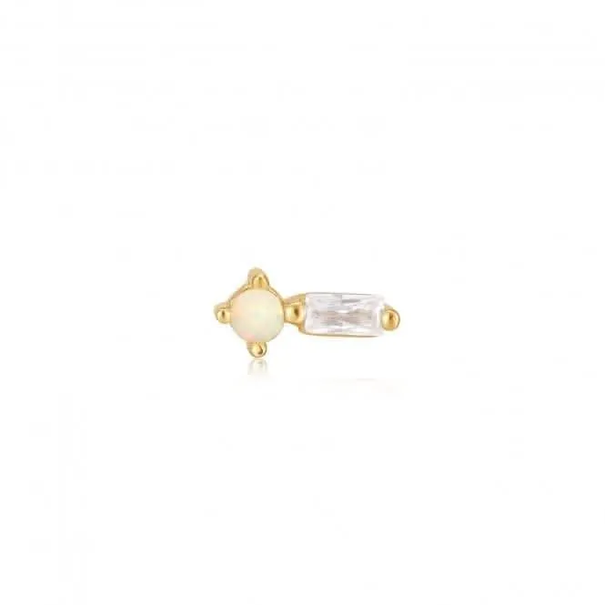 Gold Kyoto Opal Sparkle Barbell Single Earring E047-03G