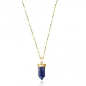 Gold Lapis Point Pendant Necklace N039-03G-L