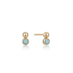 Gold Orb Amazonite Stud Earrings E045-01G-AM