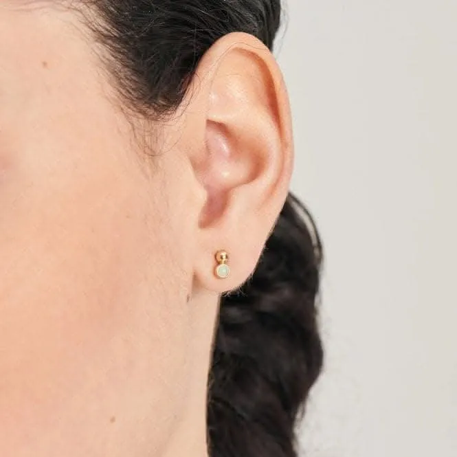 Gold Orb Amazonite Stud Earrings E045-01G-AM