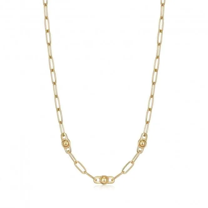 Gold Orb Link Chunky Chain Necklace N045-04G