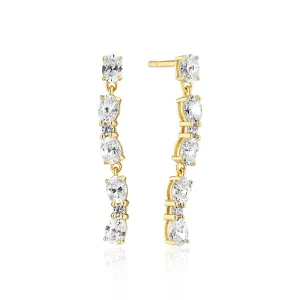 Gold Plated Ellera Ovale Sette Earrings SJ-E2417-CZ-YG