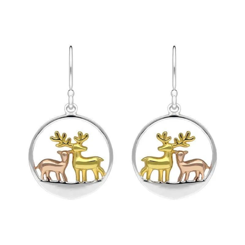 Gold Plated Sterling Silver Reindeer Hook Earrings