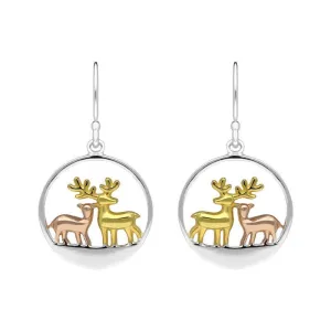 Gold Plated Sterling Silver Reindeer Hook Earrings