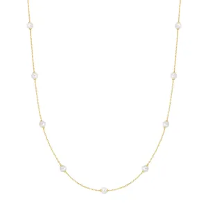 Gold Shell Pearl Station Chain Necklace N065-03G